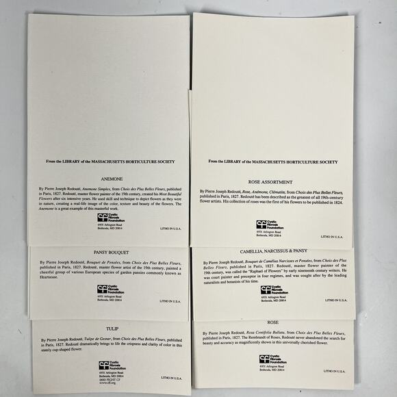 Vintage Pierre-Joseph Redoute' Botanical Flower Art Print Greeting Cards - 12 - Picture 3 of 3